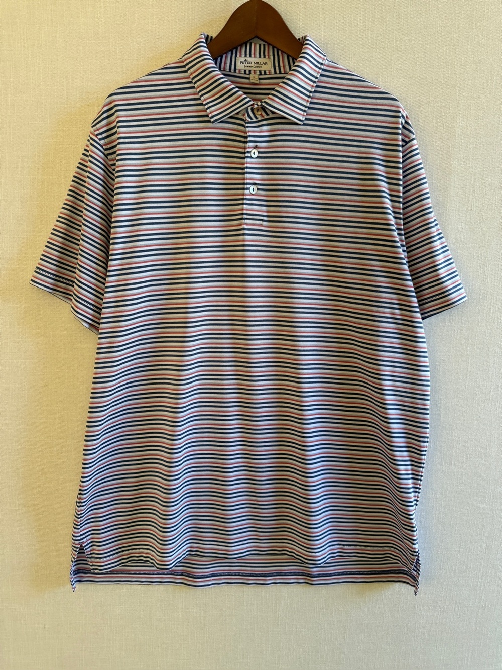 Peter Millar Summer Comfort Striped Golf Polo Men's Large Prestwood